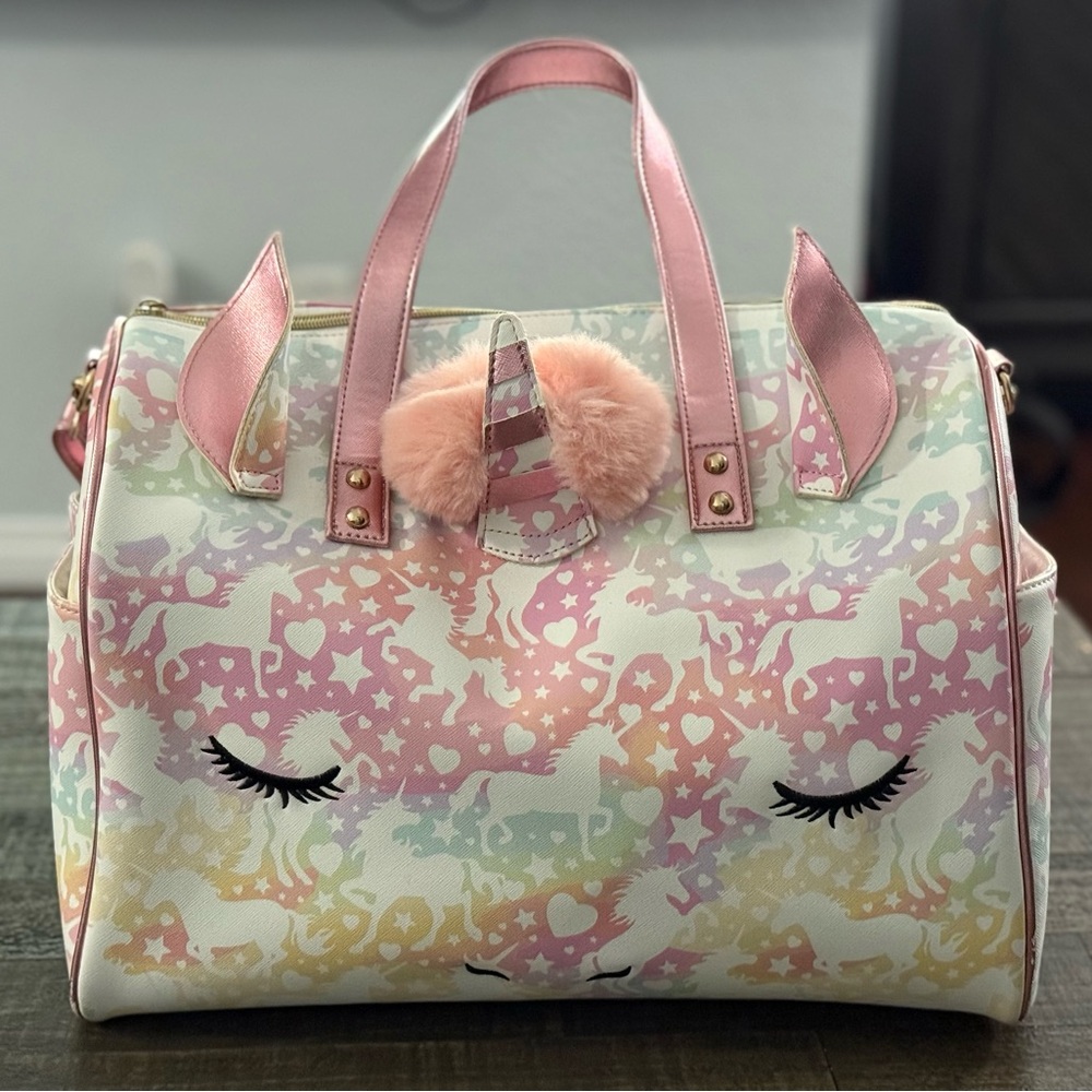 Under One Sky Unicorn Weekender Duffle Bag Girls Pastel Travel Overnight Cute